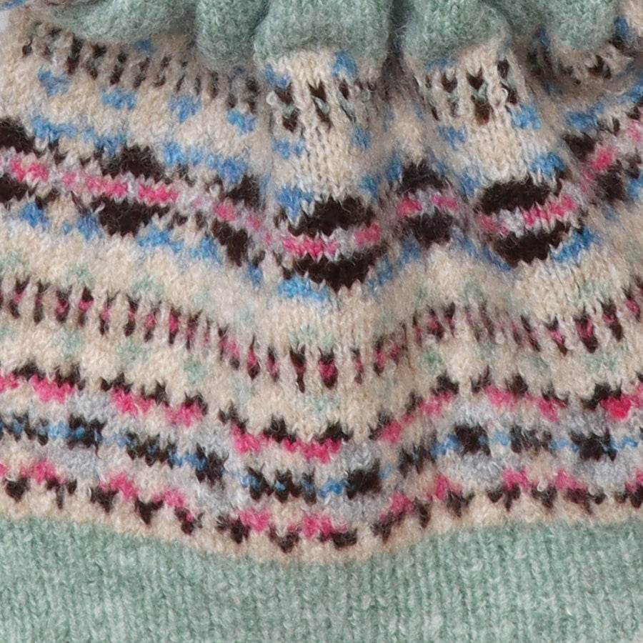 Striped Recycled Blend Pull Through Scarf Mint & Pink