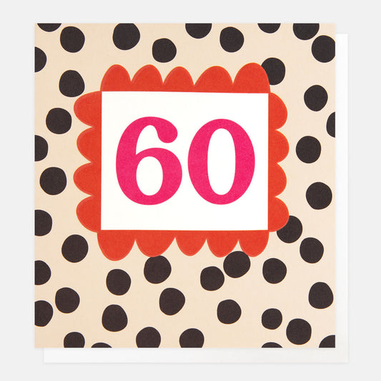 60th Birthday Dotty Greetings Card