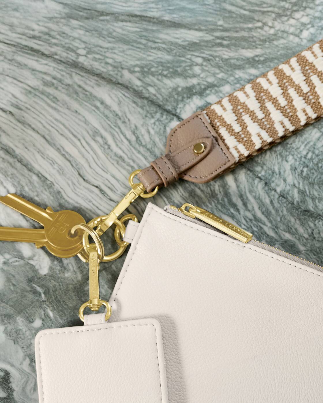 Zig Zag Canvas Wrist Strap In Taupe