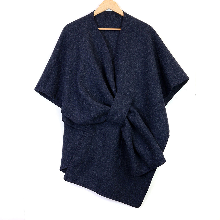 Self Tie Waist Poncho Navy