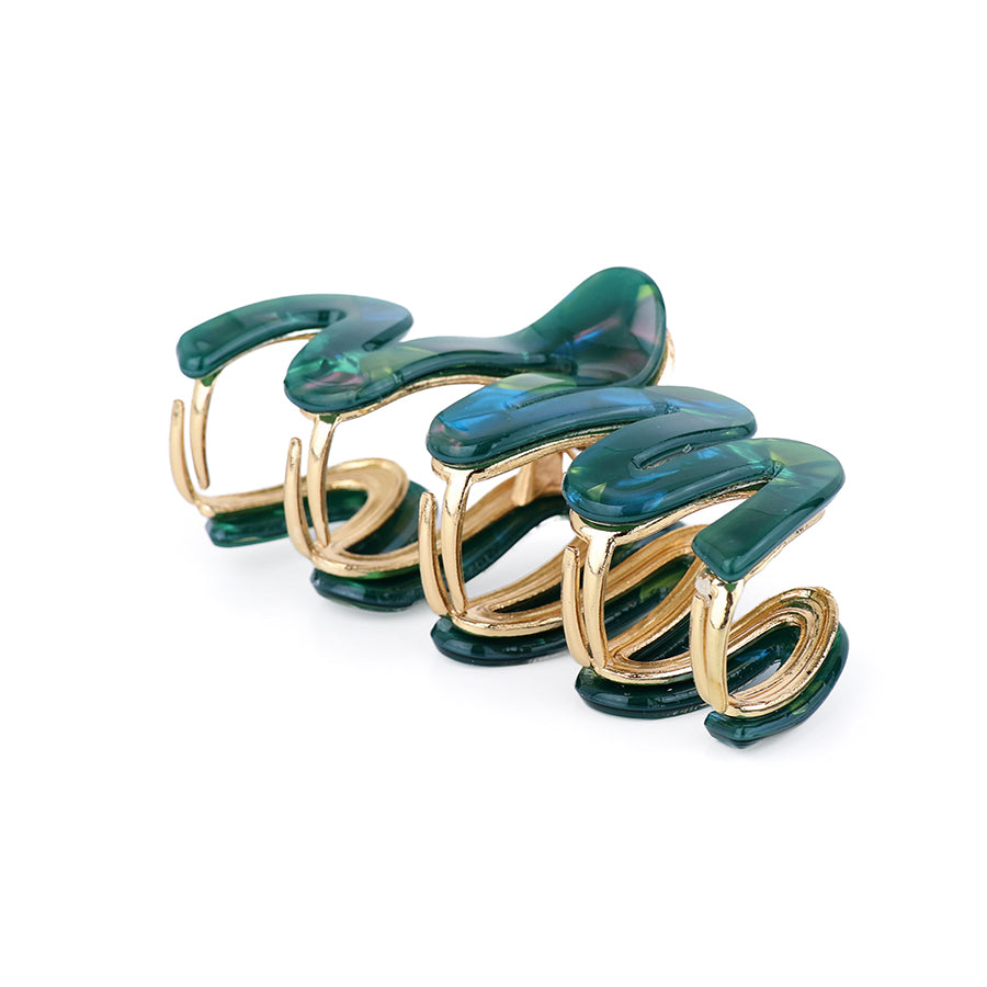 Teal & Gold Wave Claw Clip