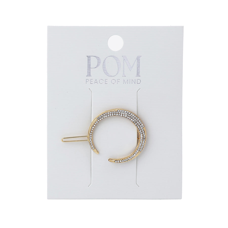 Gold Crystal Crescent Moon Clip