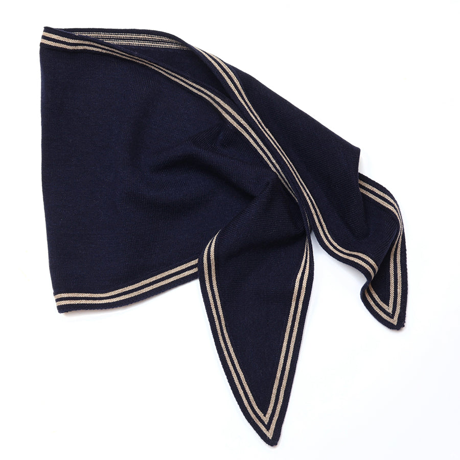 Fine Knit Triangle Scarf Navy