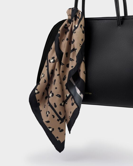 Katie Loxton Leopard Satin Multiway Scarf in Mocha & Black