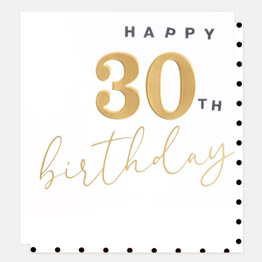 Gold Happy Thirtieth Birthday Card