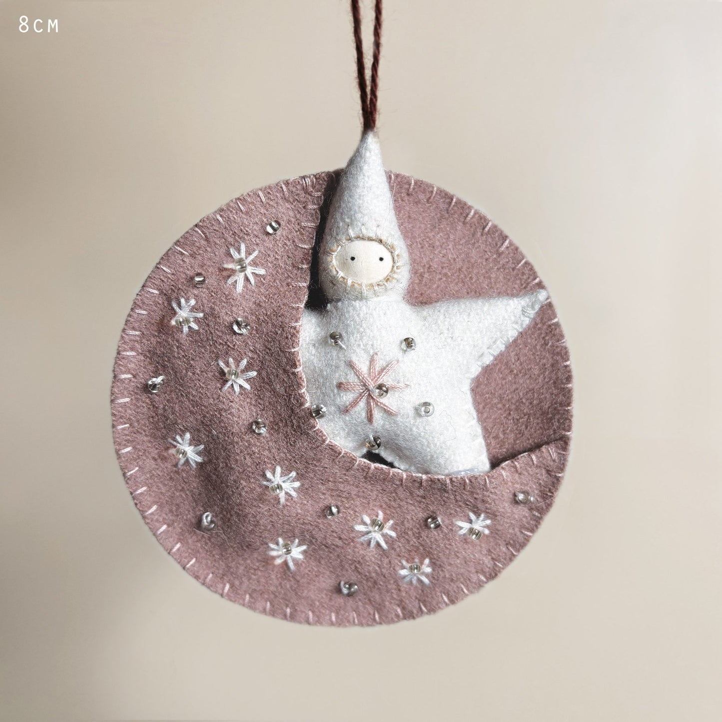 Felt Baby in Pink Moon Hanging Decoration