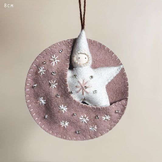 Felt Baby in Pink Moon Hanging Decoration
