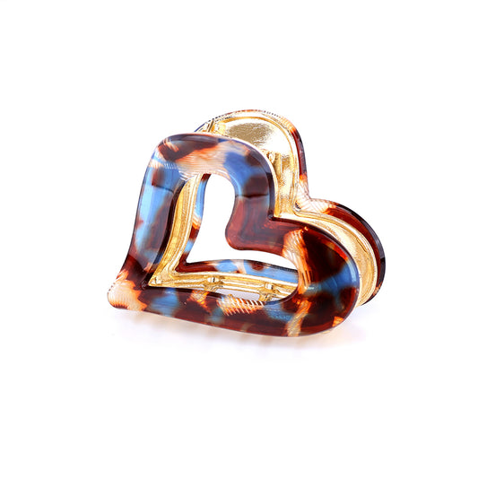 Heart Claw Hair Clip Blue Mix
