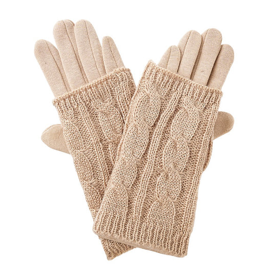 Cable Knit Gloves Camel