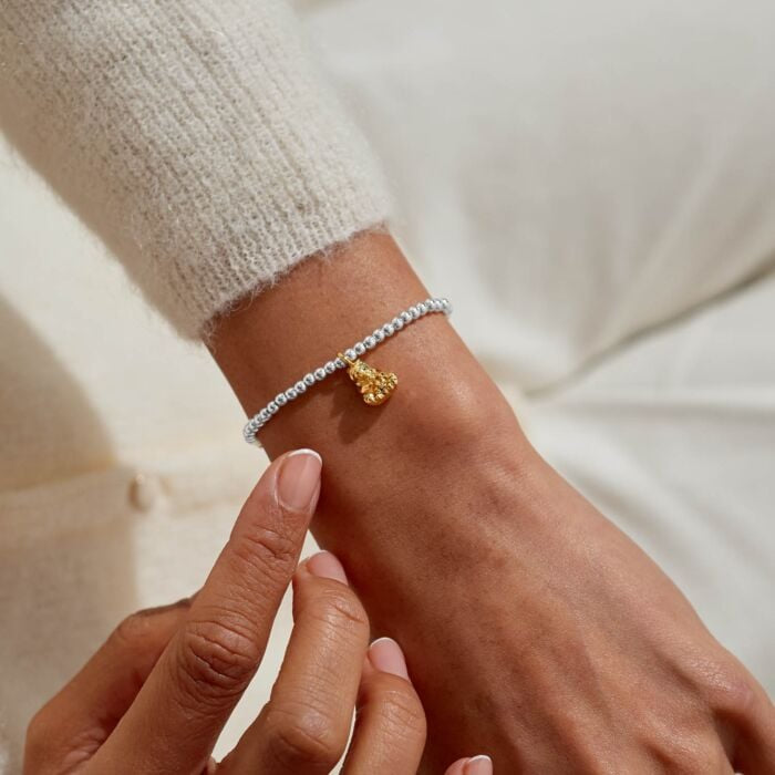 A Little Mama Bear Bracelet In Silver And Gold Plating