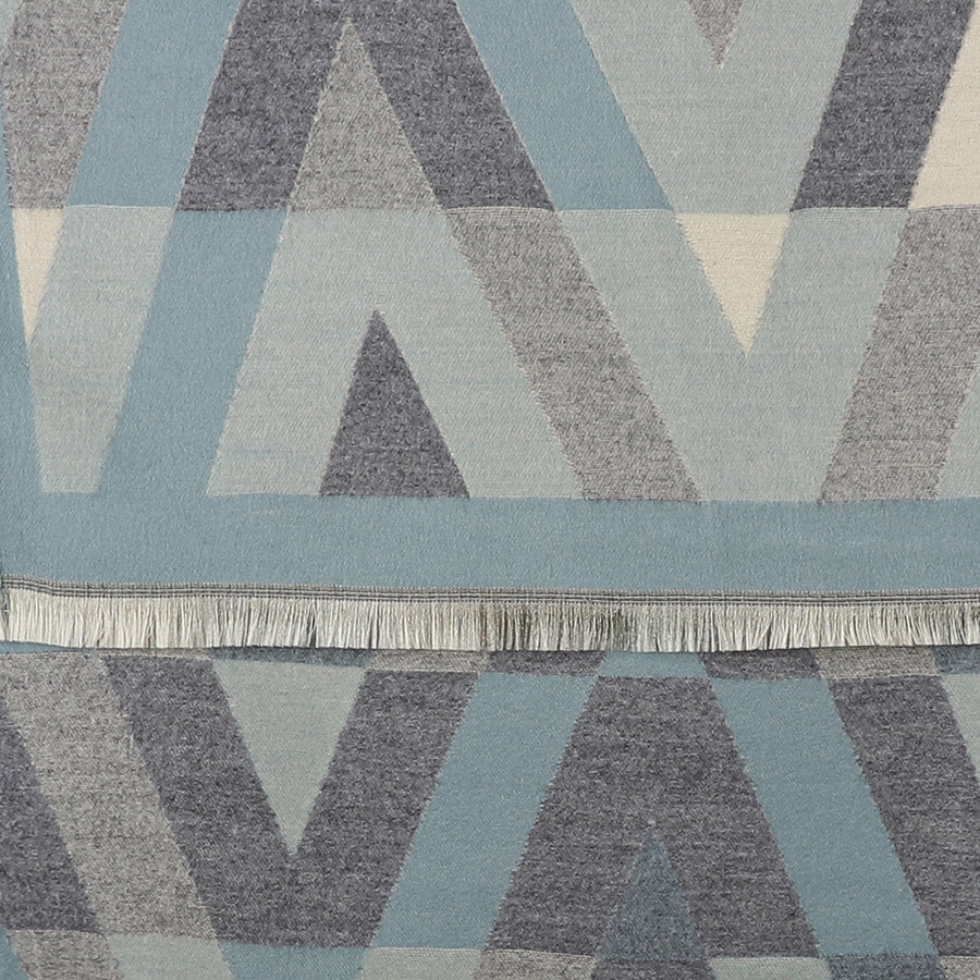 Mix Geo Chevron Jacquard Scarf Duck Egg & Grey