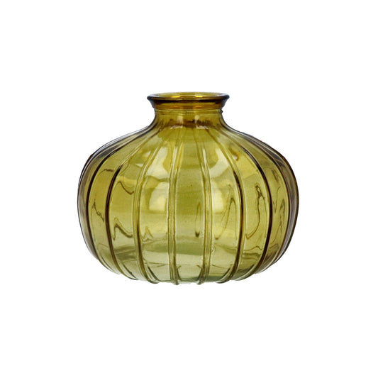 Straw Yellow Onion Bud Glass 9cm Vase