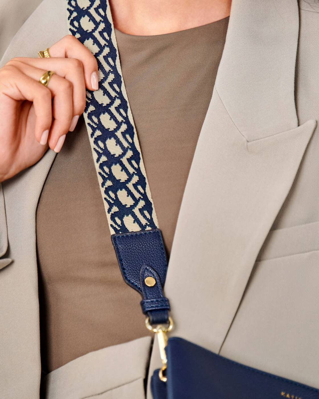 Abstract Canvas Bag Strap in Midnight Blue