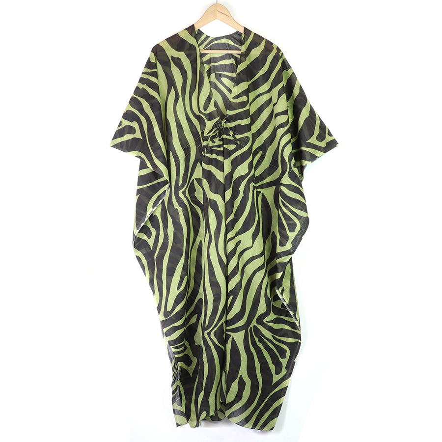 Lime/Black Zebra Print Long Kimono