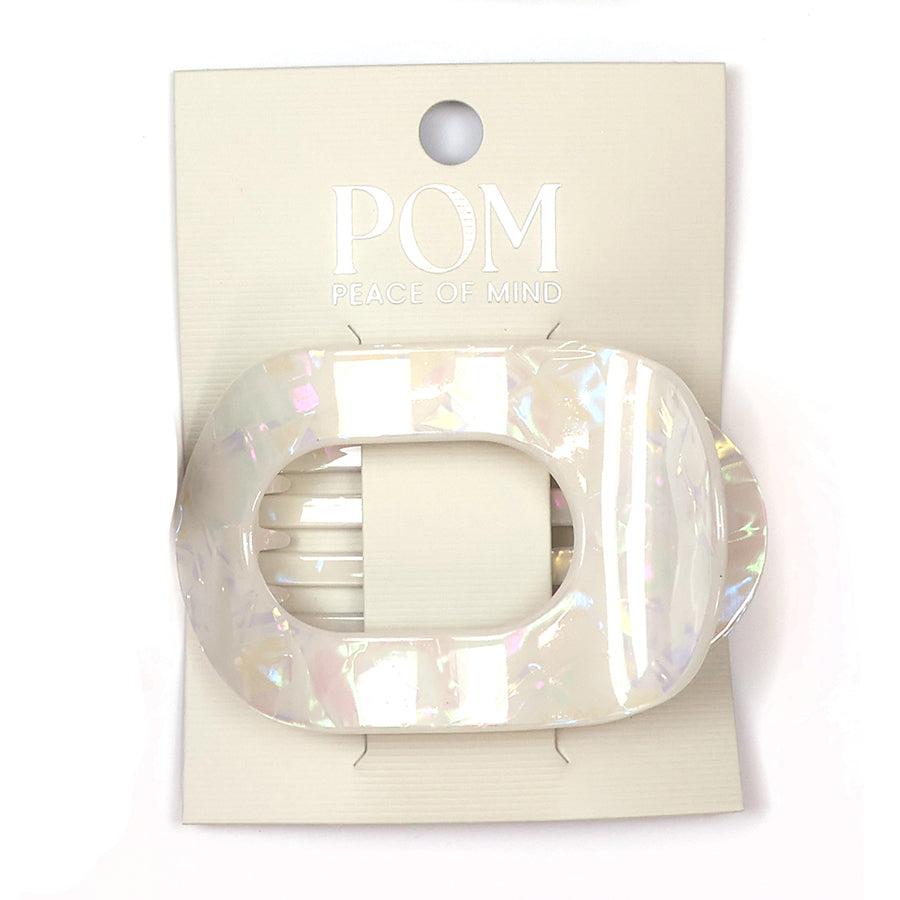 White Iridescent Marbled Claw Clip