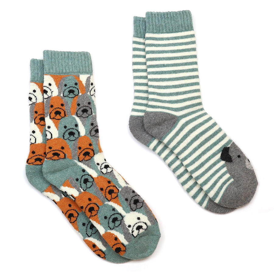 Striped Dog Socks Green