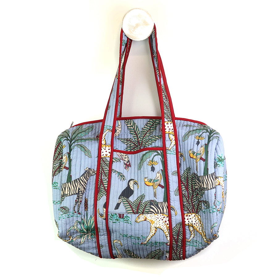 Safari Palm Print  Weekend Bag Blue