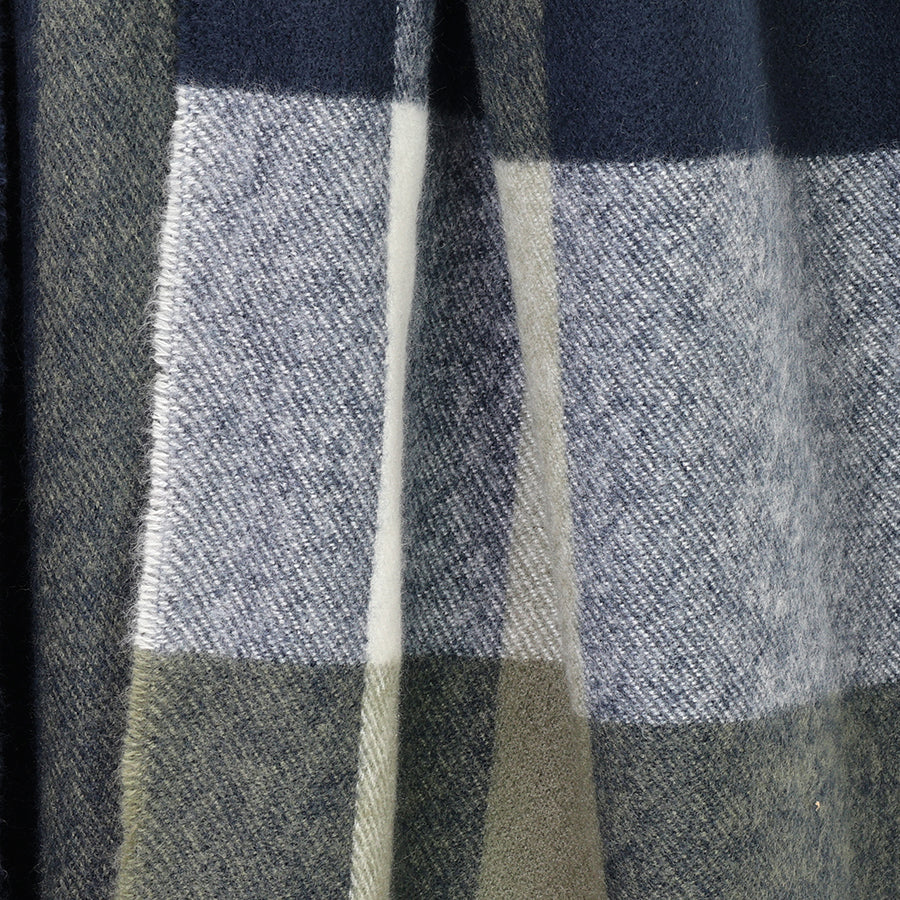 Checkered Recycled Blend Scarf Navy & Khaki