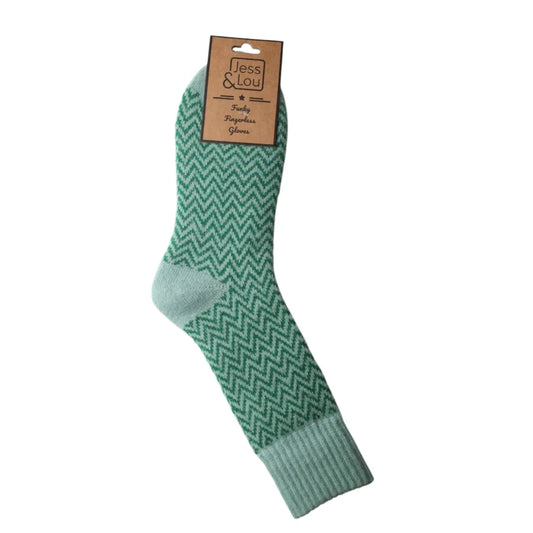 Green Herringbone Cosy Socks