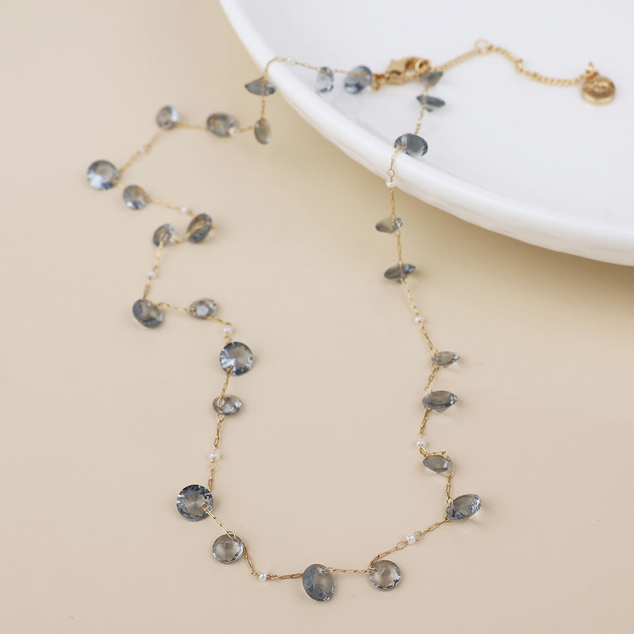 Lyra Crystal Necklace Grey