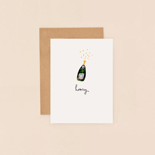 Champagne Hooray Mini Greetings Card