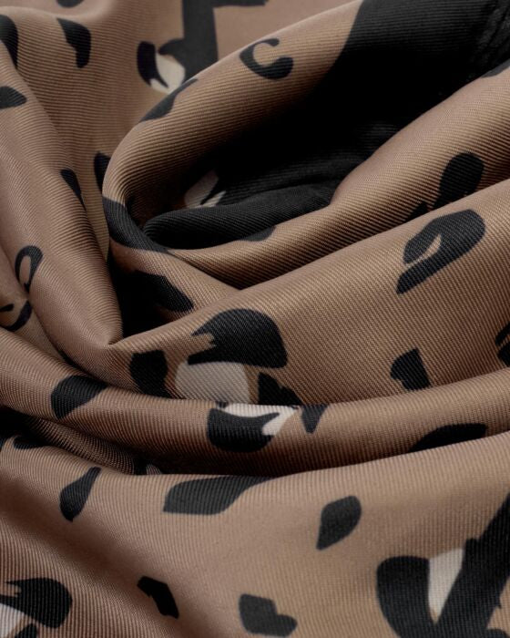 Katie Loxton Leopard Satin Multiway Scarf in Mocha & Black