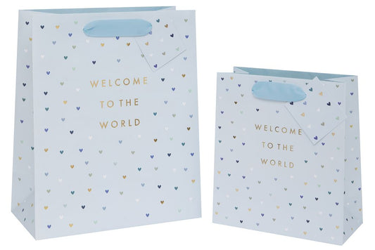 Blue Welcome To The World Baby Gift Bags