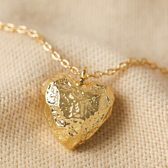 3D Molten Heart Gold Pendant Necklace.