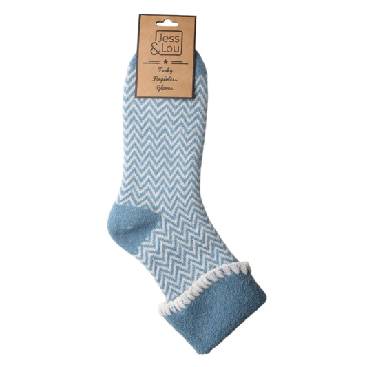 Cosy Cuff Herringbone Socks Blue