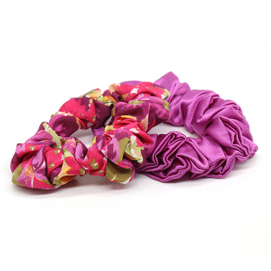 Red & Purple Mix Floral Design 2 Pack of Scrunchies