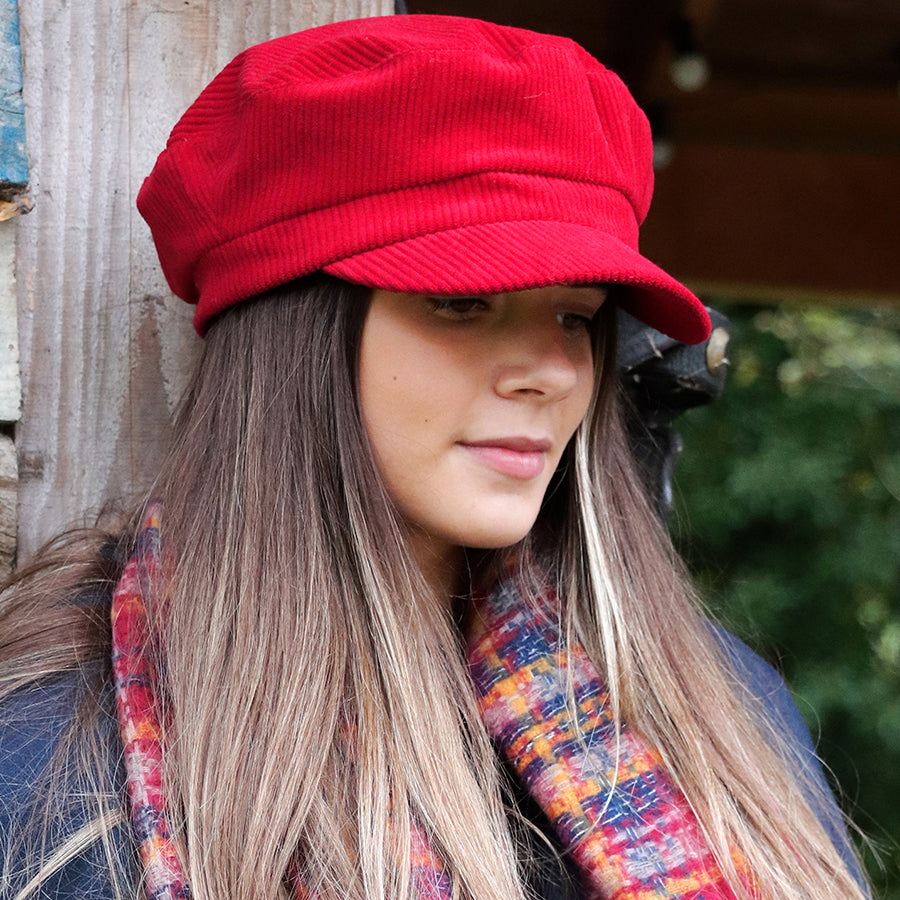 Corduroy Baker Boy Hat Red Bliss Gifts