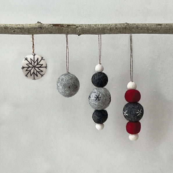 White Felt Hanging Bauble