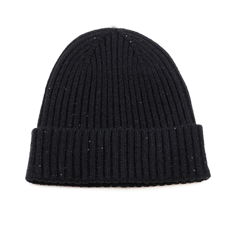 Knitted Beanie Hat Charcoal Black