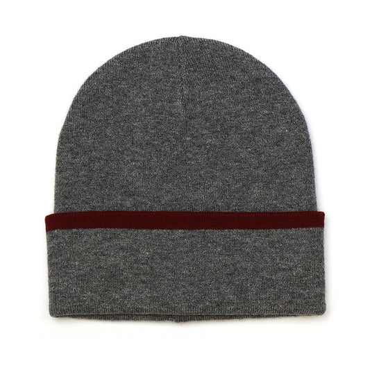 Men’s Knitted Hat Grey & Burgundy
