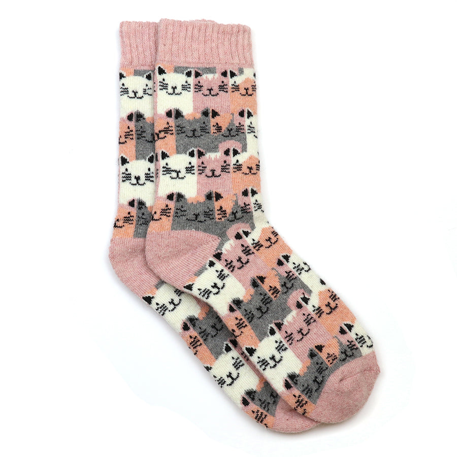 Striped Cat Socks Pink