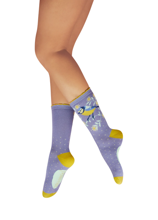 Blooming Blue Tit Ladies Ankle Socks