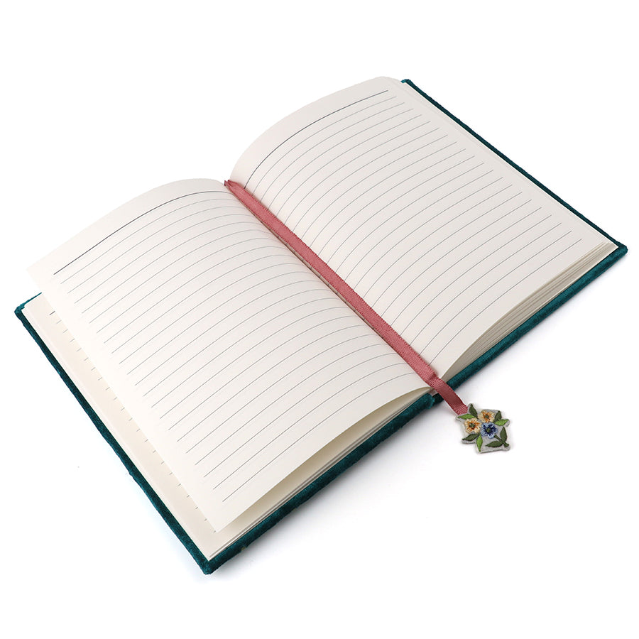 Teal Floral Felt Notebook