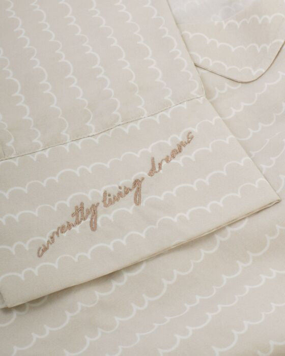 Wave Print Gift Set Pyjamas in Taupe & White
