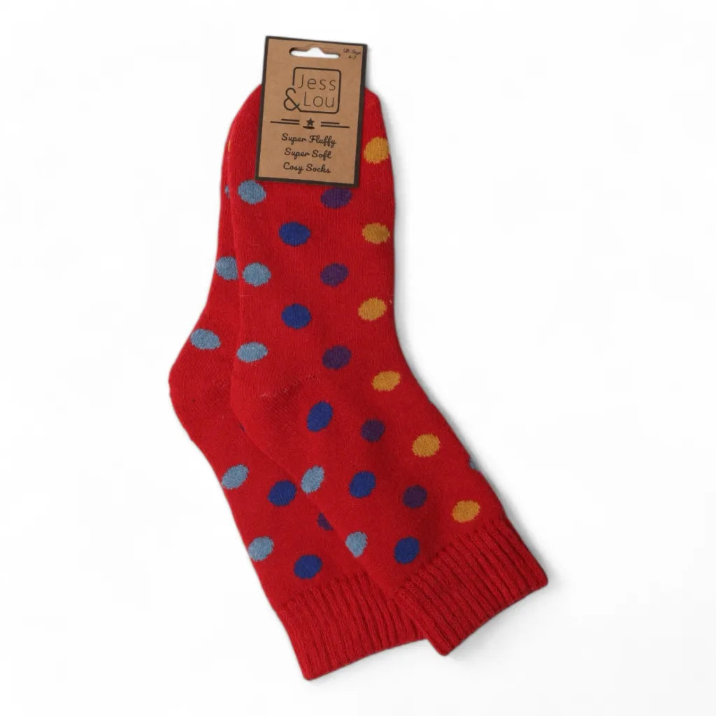 Delightful Dots Ribbed Socks in Red
