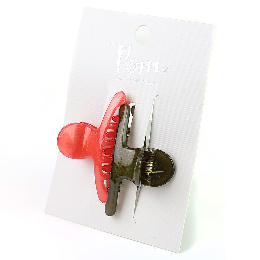 Red & Olive Claw Clip Duo