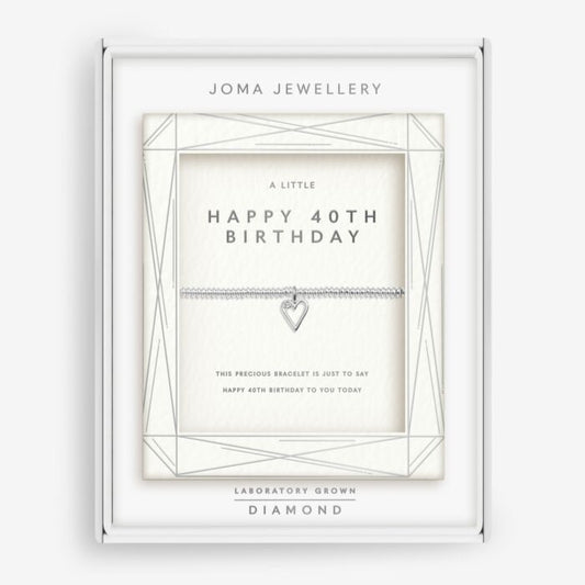 Laboratory Grown Diamond A Little 'Happy 40th Birthday' Bracelet Silver