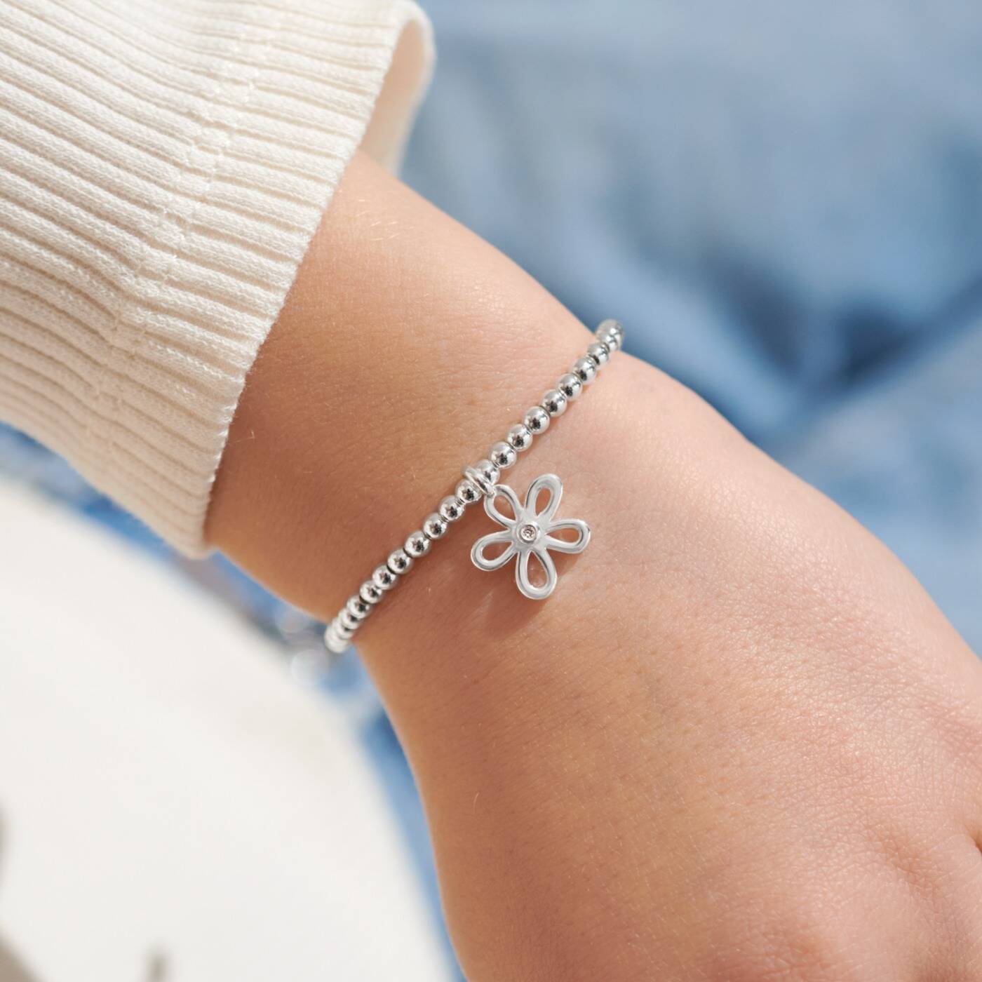 Children's A Little Flower Girl Silver Bracelet