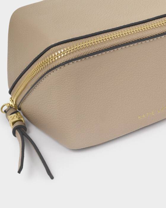 Katie Loxton Fold-Out Mirror Makeup Bag in Taupe