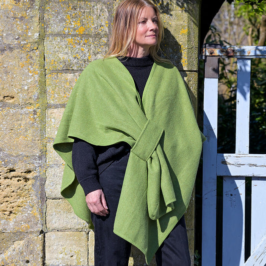 Self Tie Waist Poncho Green