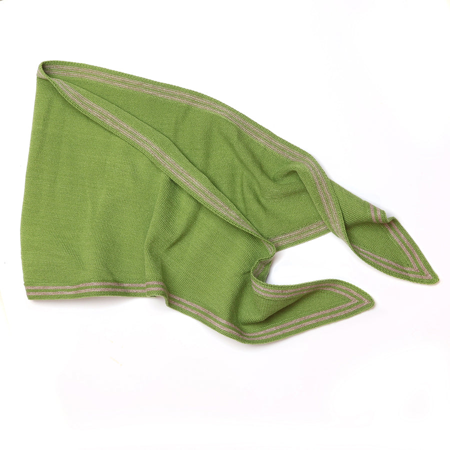 Fine Knit Triangle Scarf Green