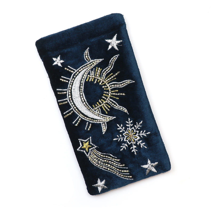 Celestial Night Embroidered Velvet Glasses Pouch
