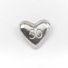 50 Solid Pewter Heart Keepsake Pebble