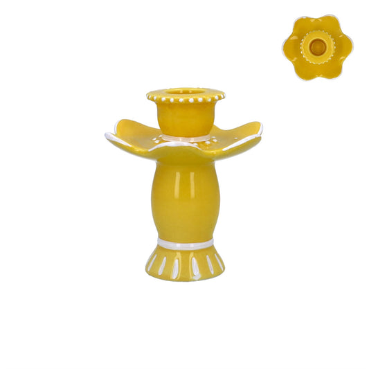Yellow Fiesta 10.5cm Ceramic Candle Holder