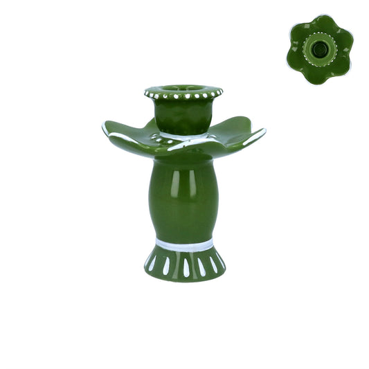 Dark Green Fiesta 10.5cm Ceramic Candle Holder