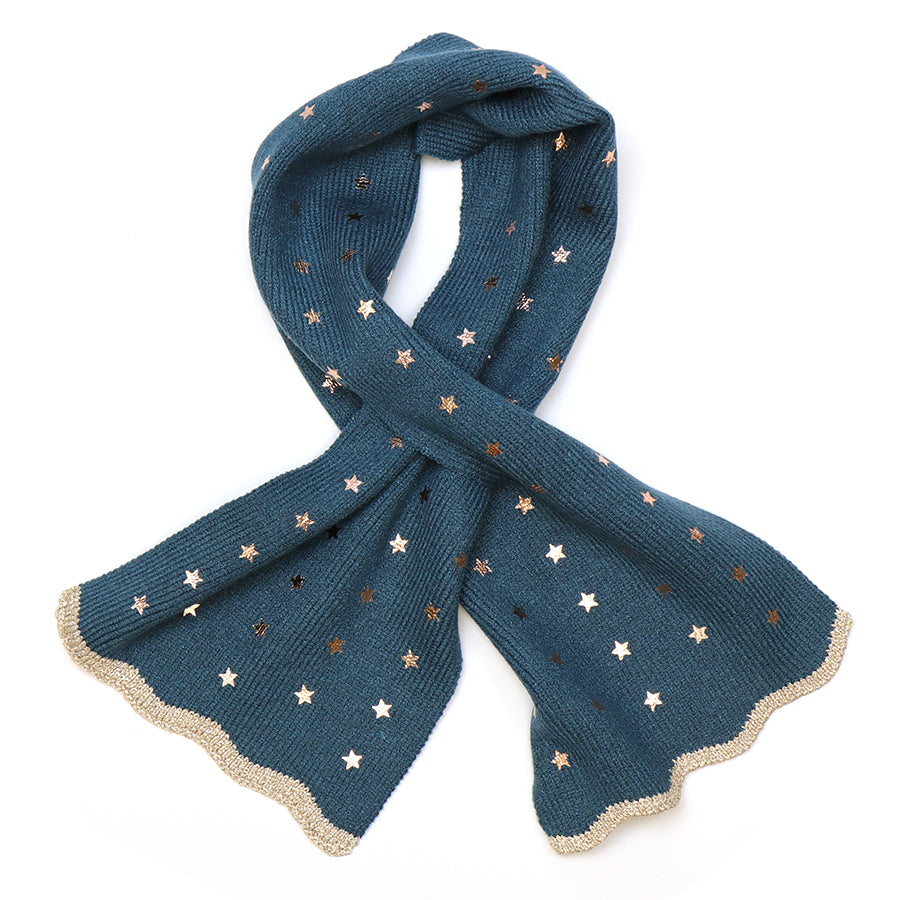 Knitted Viscose Blend Pull Through Scarf Teal